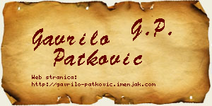 Gavrilo Patković vizit kartica
